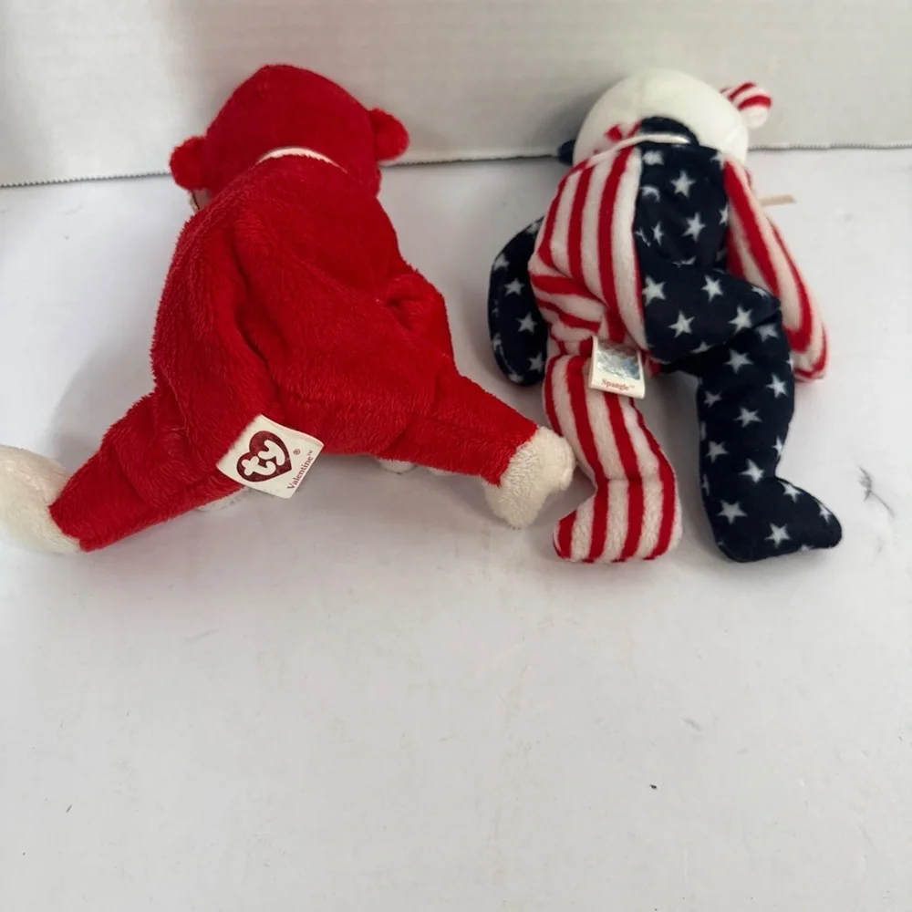 Ty Red and White Monkey & Stars and Stripes Bear